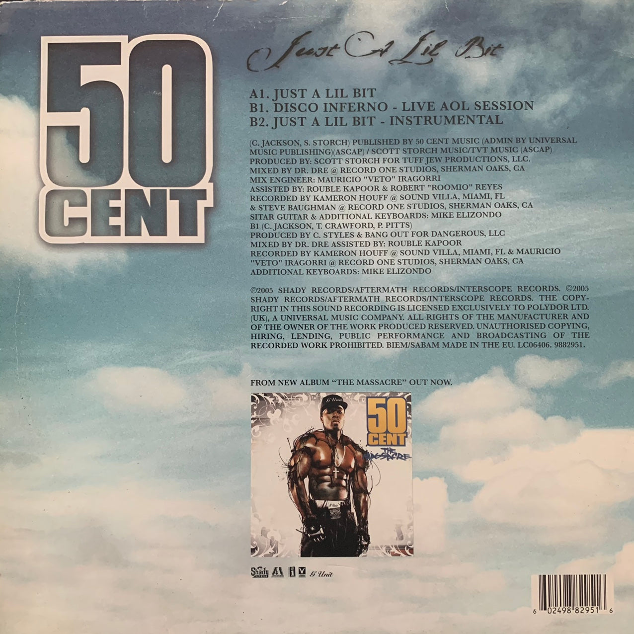 50 Cent “Just A Little Bit” / “Disco Inferno” Live Version 3 Track 12inch Vinyl
