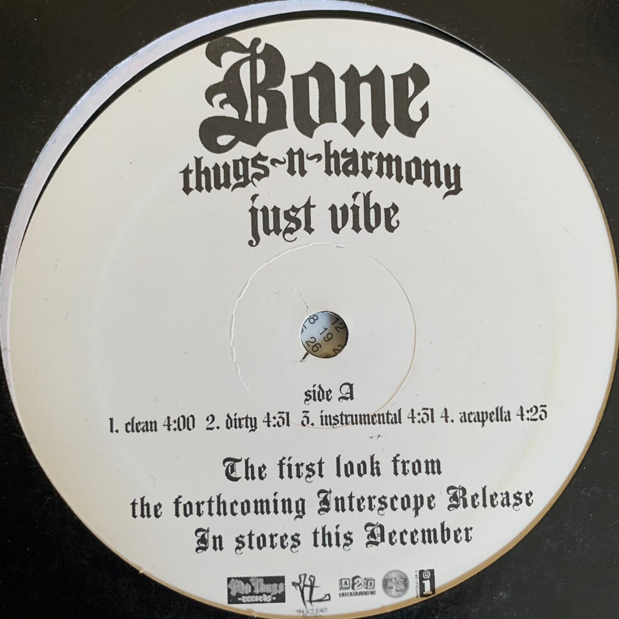 Bone Thugs-n-Harmony “Just Vibe” 8 Version 12inch Vinyl, Featuring Clean, Dirty, Instrumental and Acapella versions