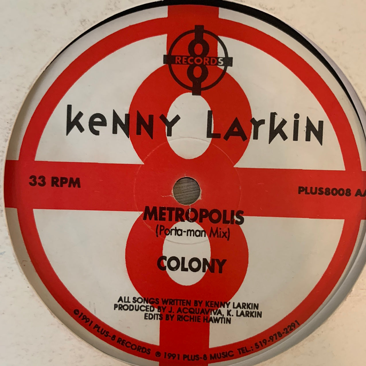 Kenny Larkin “Intergration” / “Colonize” on Plus 8 Records 4 Track 12inch Vinyl