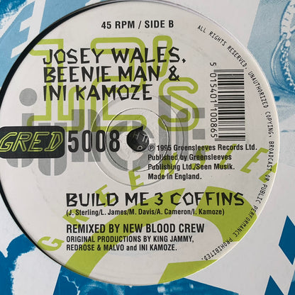 Josey Wales, Beenie Man & Ini Kamoze “Jungle & Western Cowboy Style” / “Build Me 3 Coffins” 2 Track 12inch Vinyl