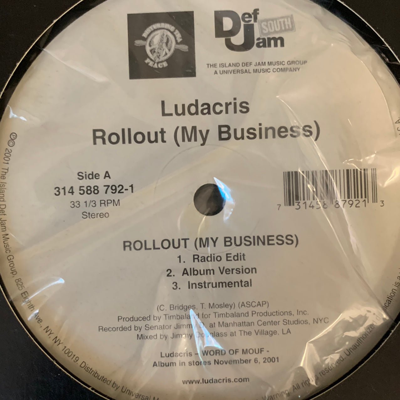 Ludacris “Rollout ( My Business)” 6 Track 12inch Vinyl