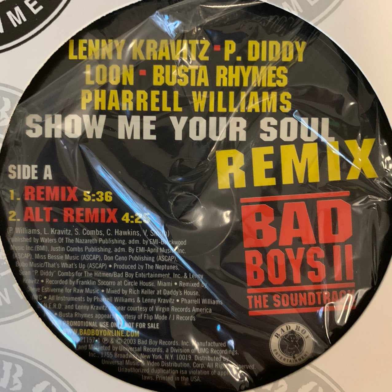 Lenny Kravitz, P Diddy, Pharrell “Show Me Your Soul” 5 Version 12inch Vinyl