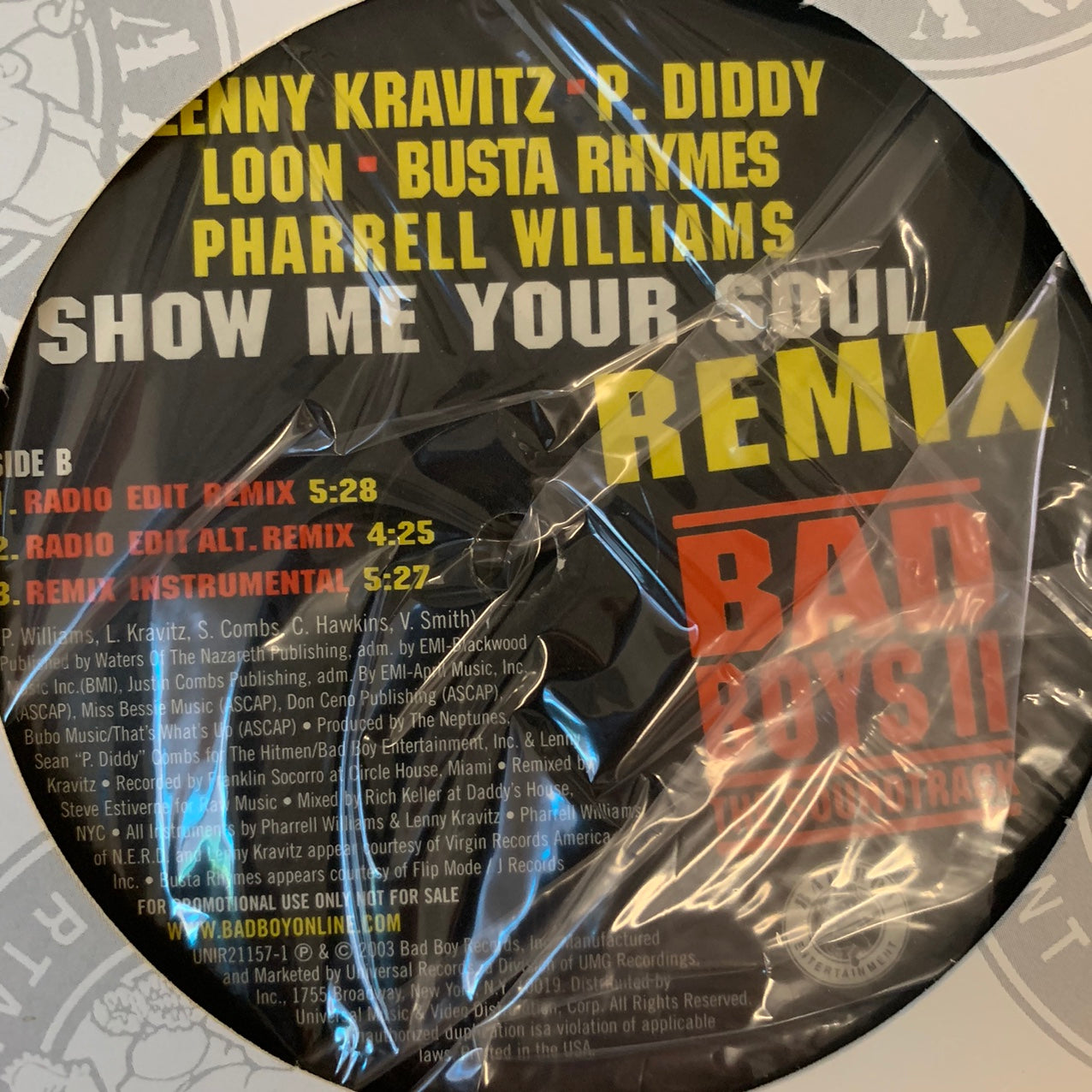 Lenny Kravitz, P Diddy, Pharrell “Show Me Your Soul” 5 Version 12inch Vinyl