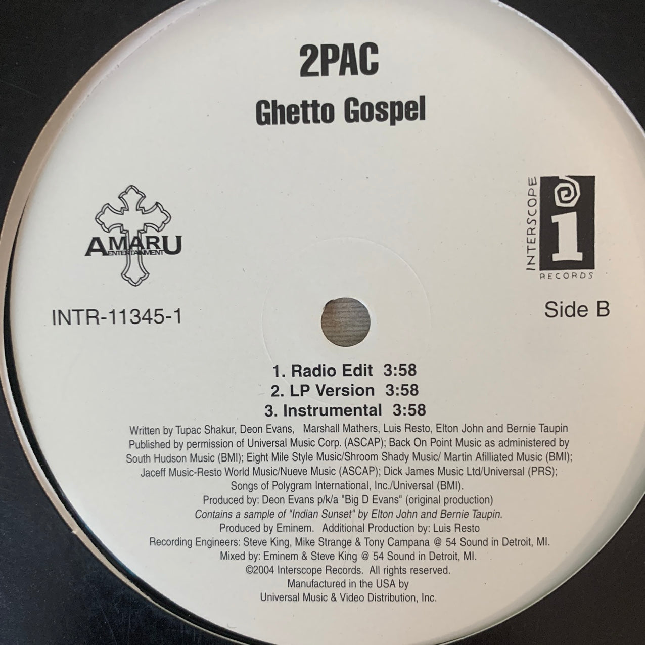 2pac “Ghetto Gospel” 5 Version 12inch Vinyl