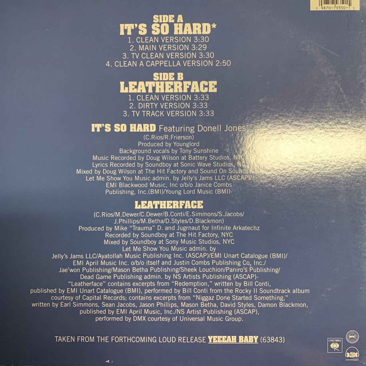 Big Pun “It’s so Hard” Feat Donell Jones / “Leather Face” 6 Track 12inch Vinyl