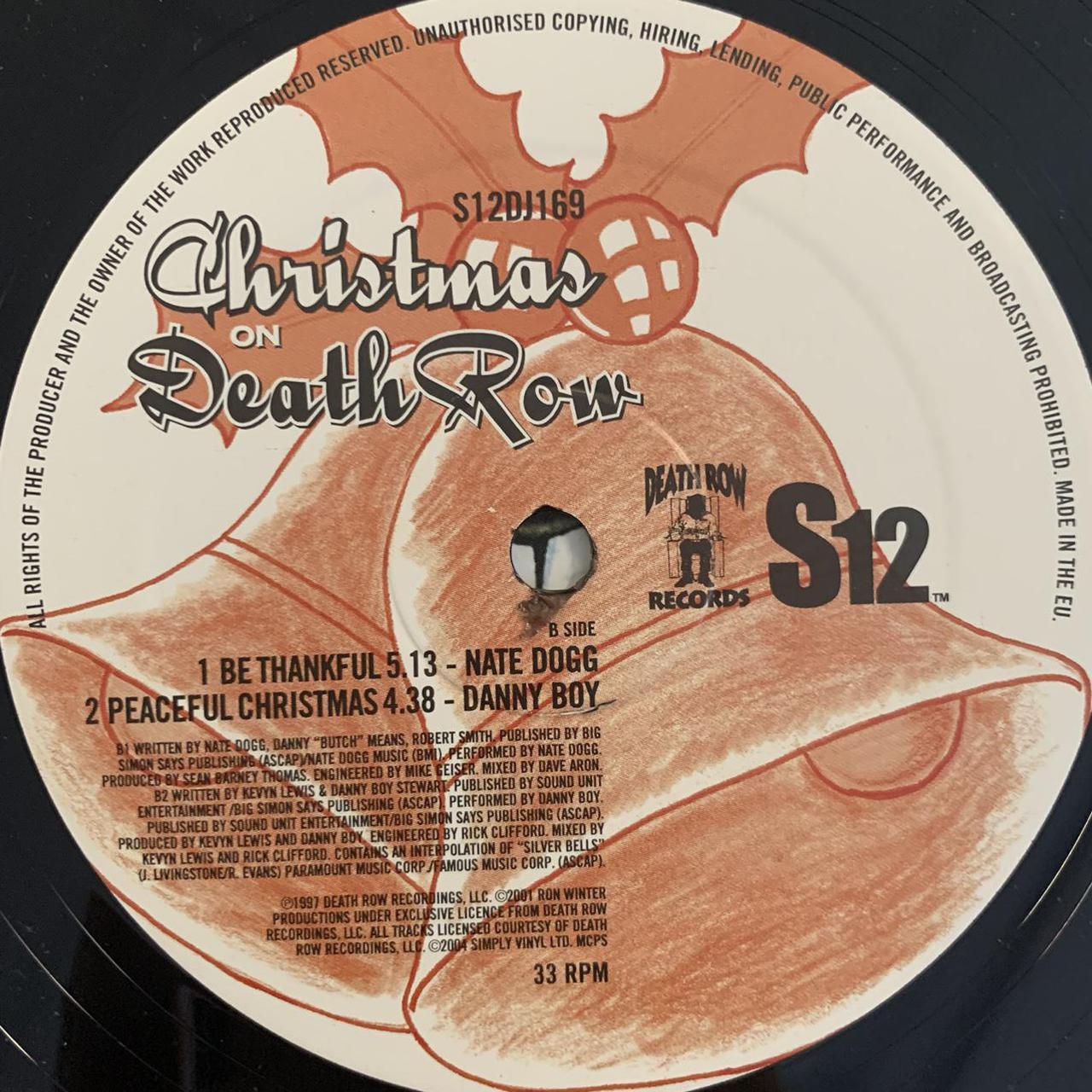 Christmas On Death Row 4 Track 12inch Vinyl Single Featuring Tha Dog Pound “I Wish”, Danny Boy “This Christmas”, Nate Dogg “Be Thankful”