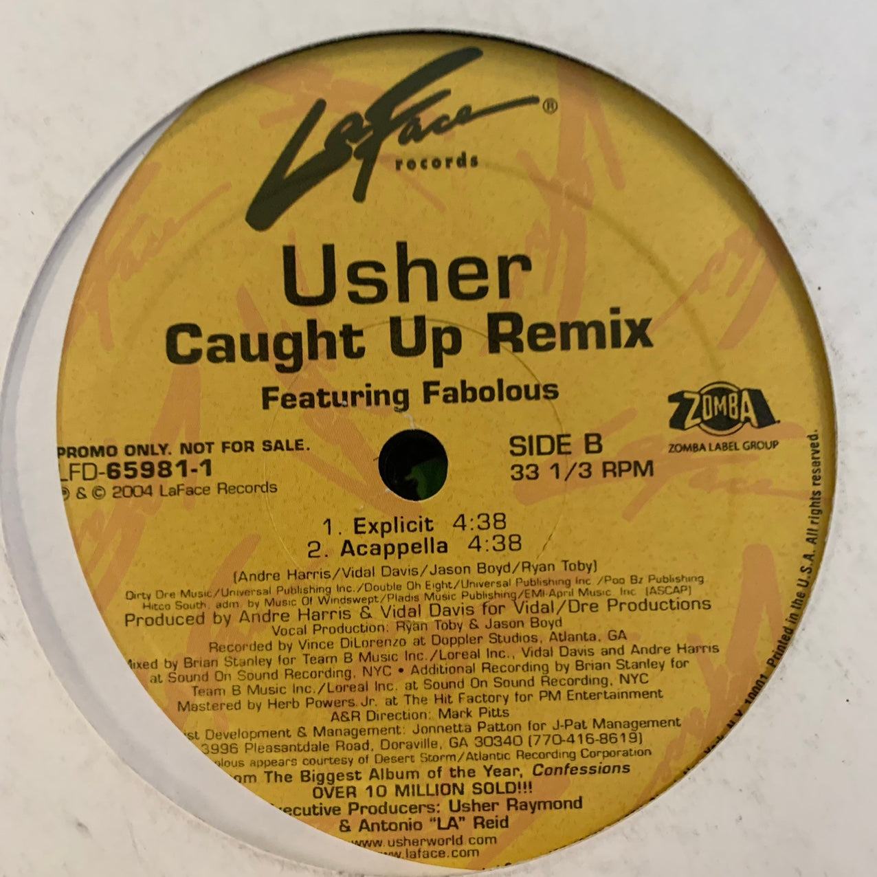 Usher “Caught Up” 4 Version 12inch Vinyl, eaturing Main, Instrumental and Remix’s Feat Fabolous