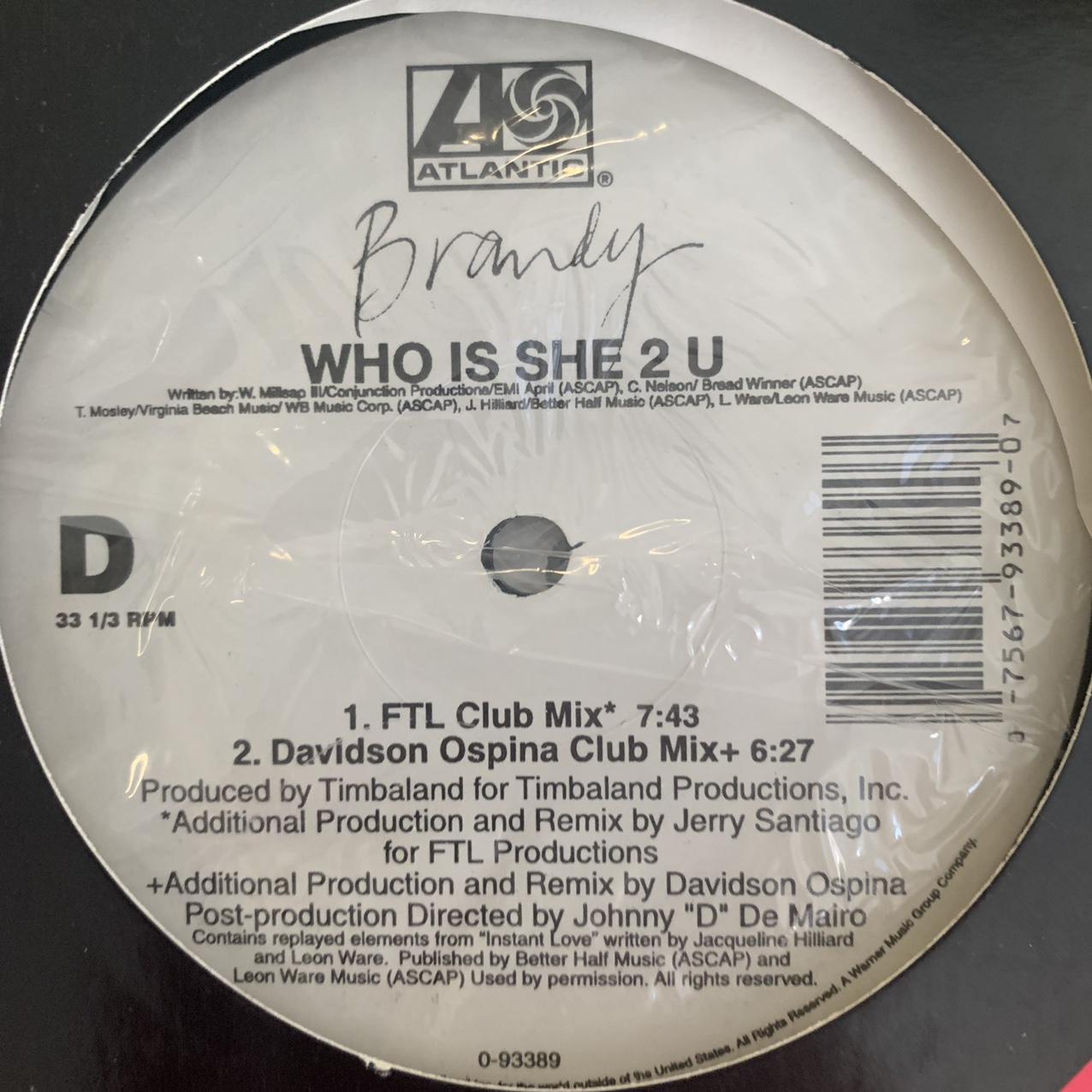 Brandy “Who Is She 2 U” 8 Version 12inch 2 X Vinyl Double Pack