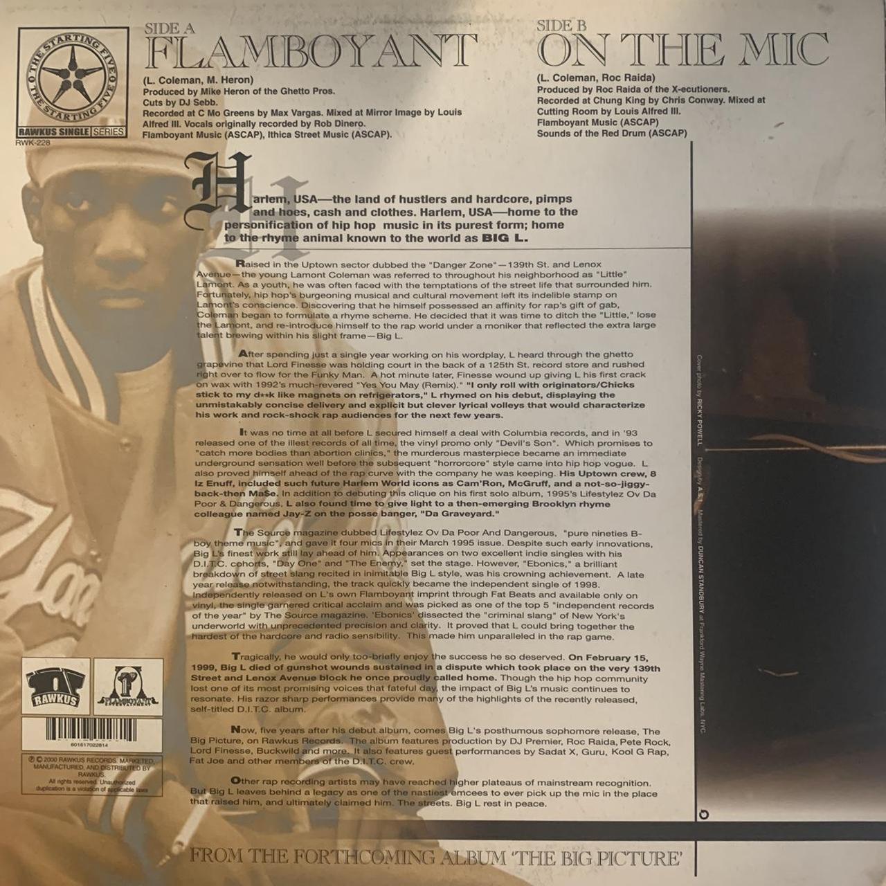 Big L “Flamboyant” / “On The Mic” 2 Track 12inch Vinyl
