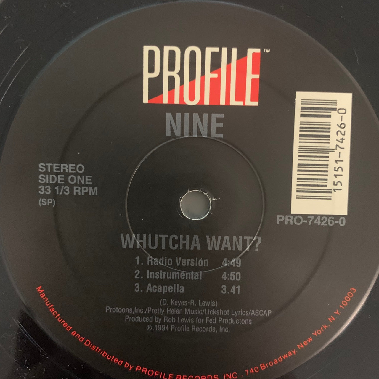 Nine “Watcha Want” 6 Track 12inch Vinyl