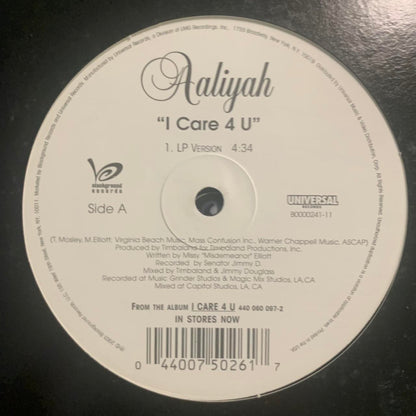 Aaliyah “I Care 4 U” / “Don’t Worry” 2 Track 12inch Vinyl Single Promo Version