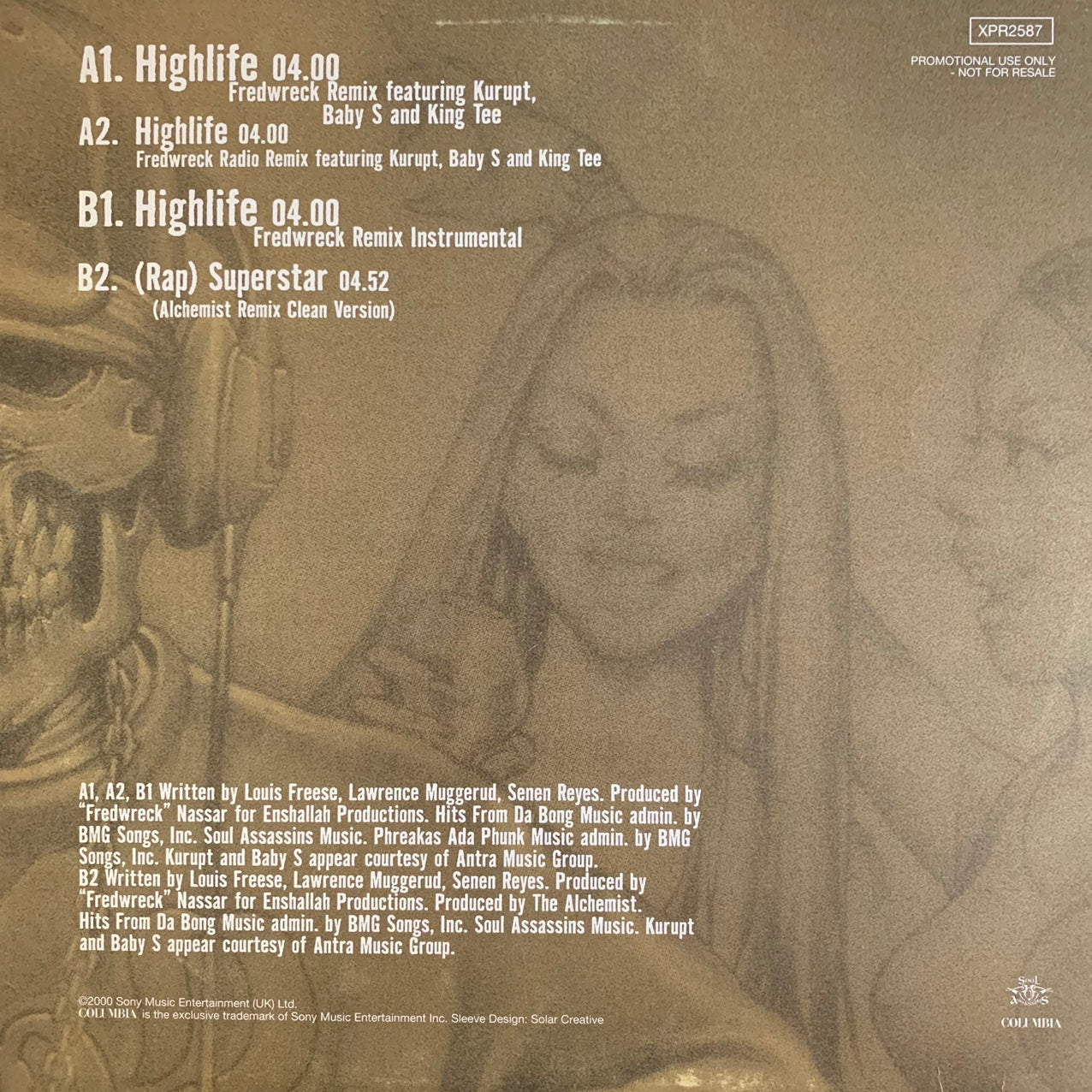 Cypress Hill “High Life” 4 Version 12inch Vinyl, Fredwreck Remix Feat Kurupt, Fredwreck Radio Remix, Fredwreck Instrumental and “(Rap) Superstar” Alchemist Remix