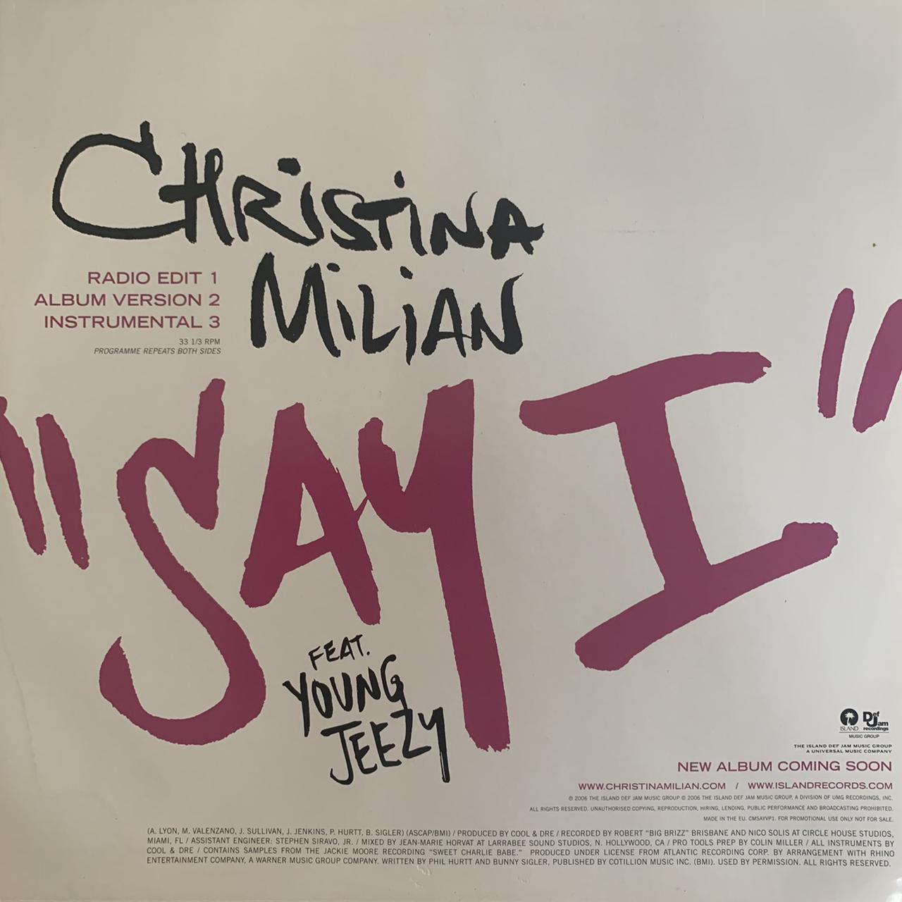Christina Milian feat Young Jeezy “Say I” 3 Version 12inch Vinyl