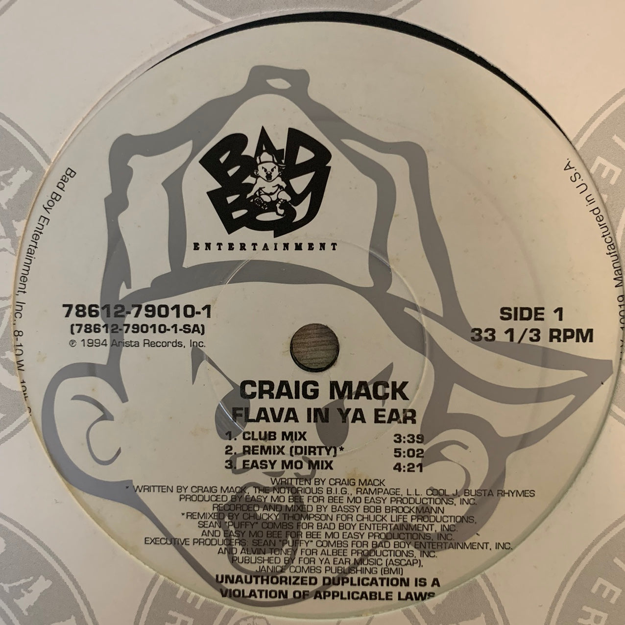 Craig Mack “Flava In Ya Ear” 6 version 12inch Vinyl