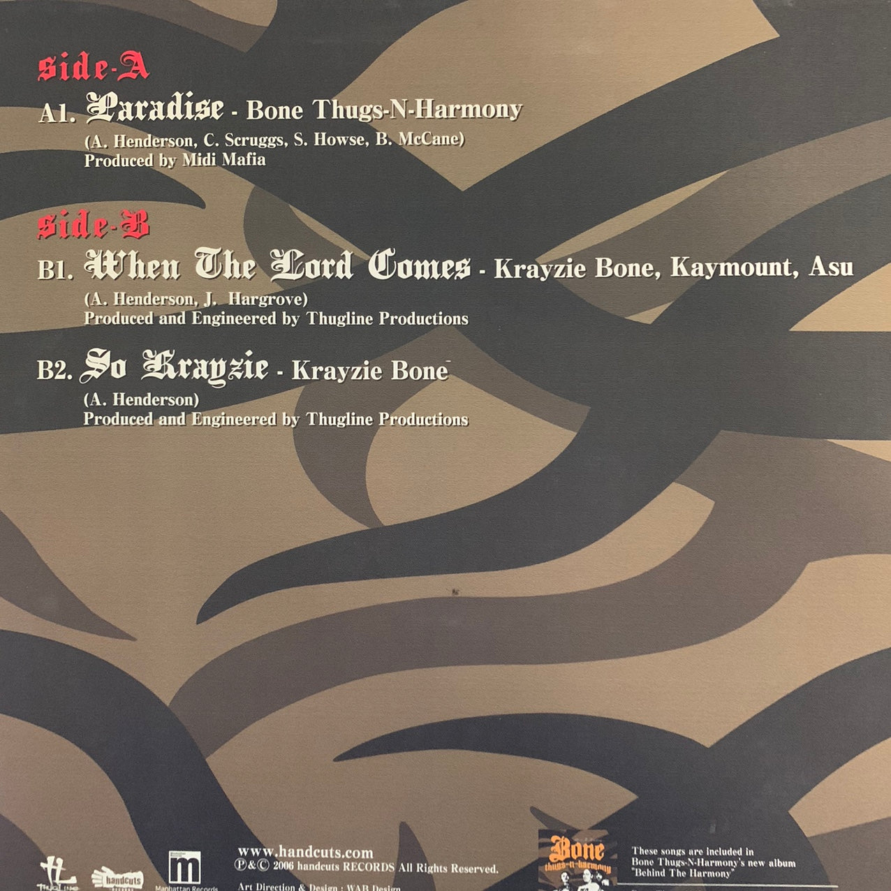 Bone Thugs-N-Harmony “Paradise” / “When The Lord Comes” 3 Track 12inch Vinyl
