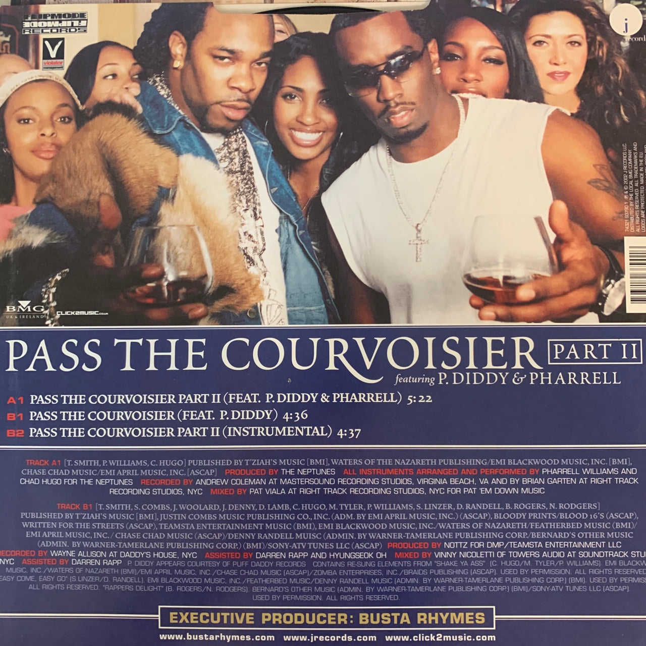 Busta Rhymes Feat P. Diddy & Pharrell “Pass The Courvoisier” 3 version 12inch Vinyl