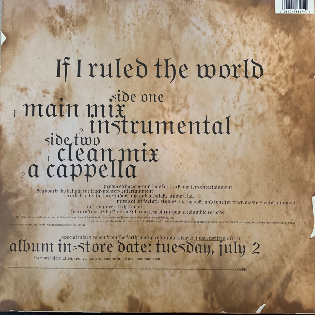 NAS “If I Ruled The World” 4 Version 12inch Vinyl
