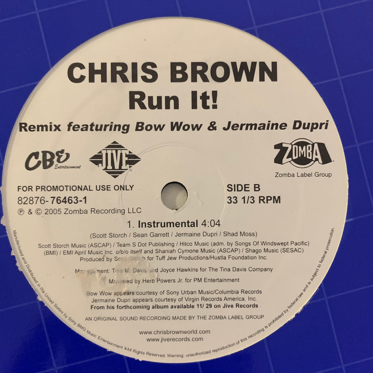 Chris Brown “Run it” The Remix Feat Bow Wow & Jermaine Dupri, 2 Version 12inch Vinyl