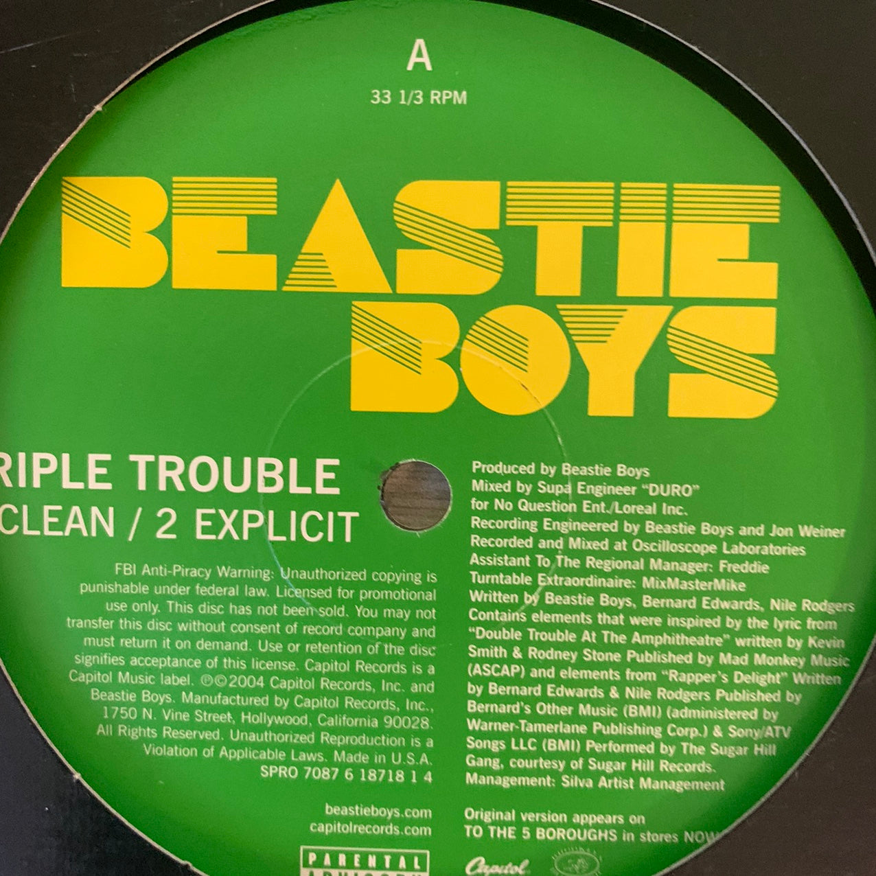 Beastie Boys “Triple Trouble” 4 Version 12inch Vinyl