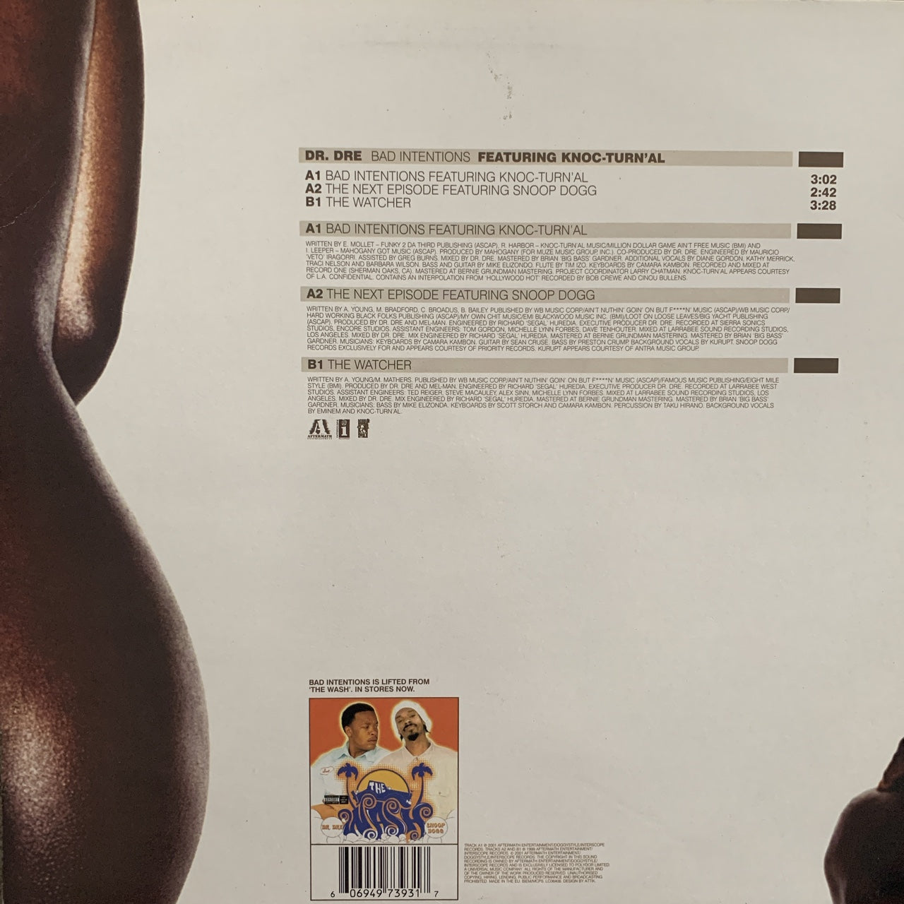 Dr Dre Feat Knoc-Turn’al “Bad Intentions” / “The Next Episode” Feat Snoop Dogg 3 Track 12inch Vinyl