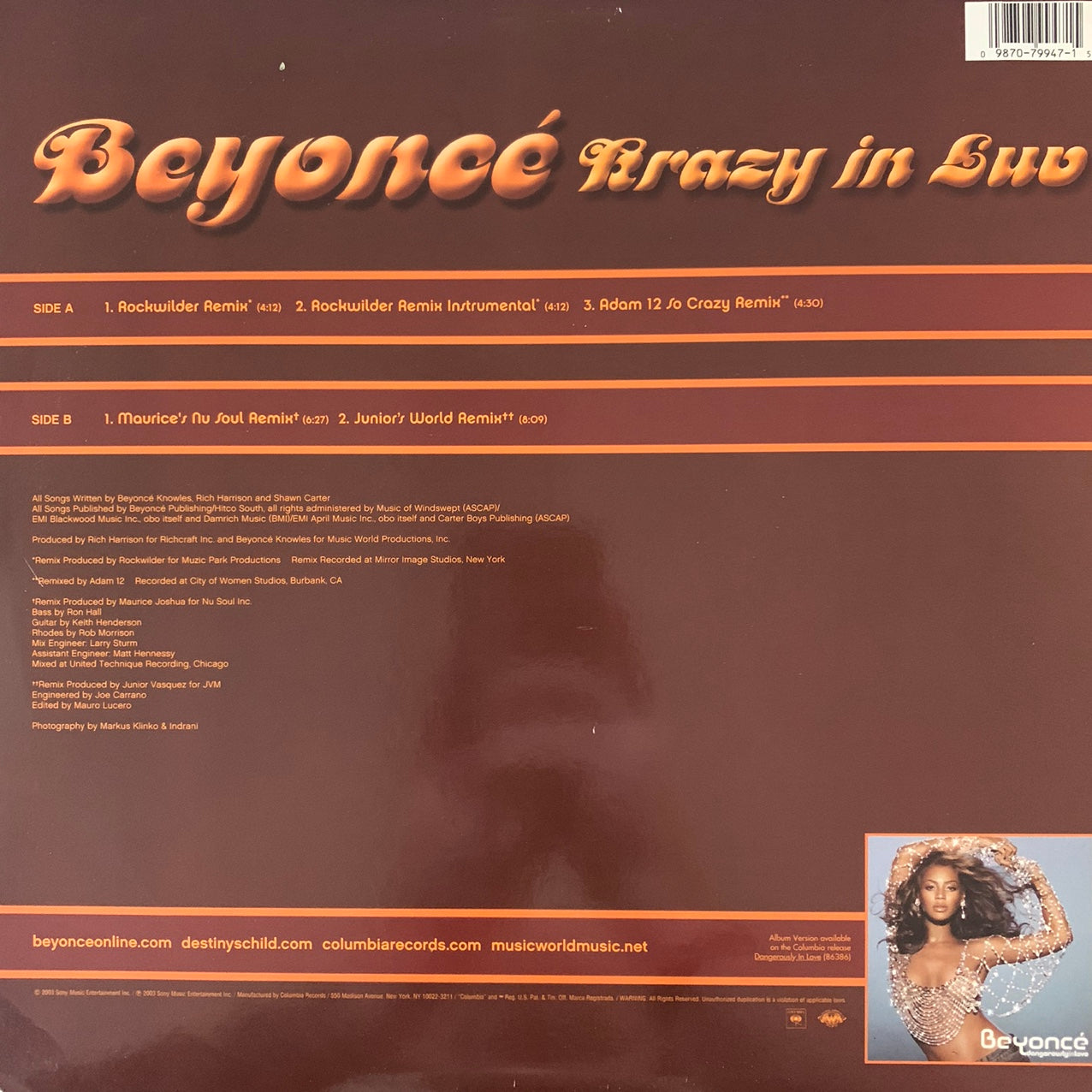 Beyoncé “Crazy in Love” 5 Version 12inch Vinyl