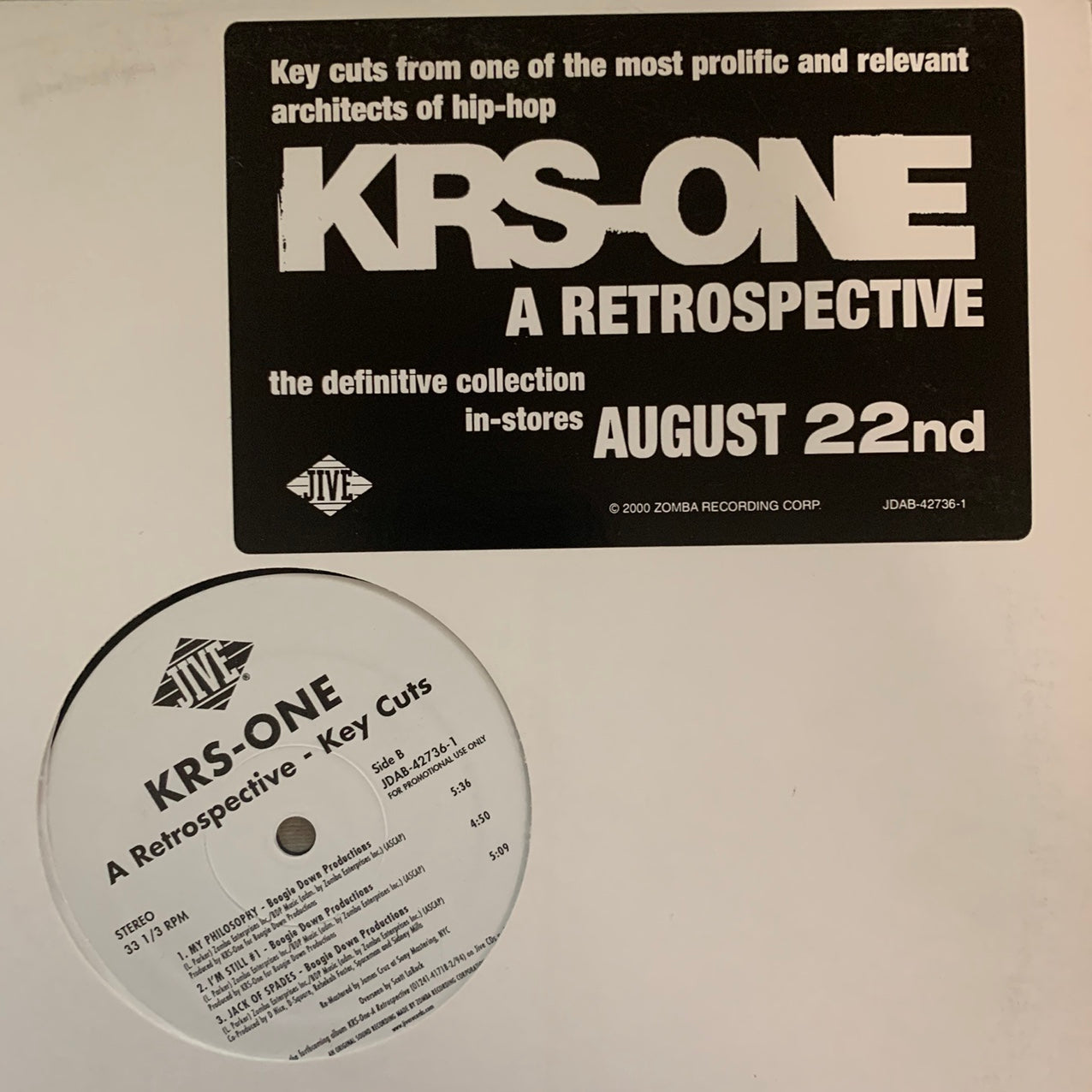 KRS-ONE ‘A Retrospective’ 6 Track 12inch Album Sampler Feat “My Philosophy” / “Jack Of Spades” / “Criminal Minded” / “South Bronx”