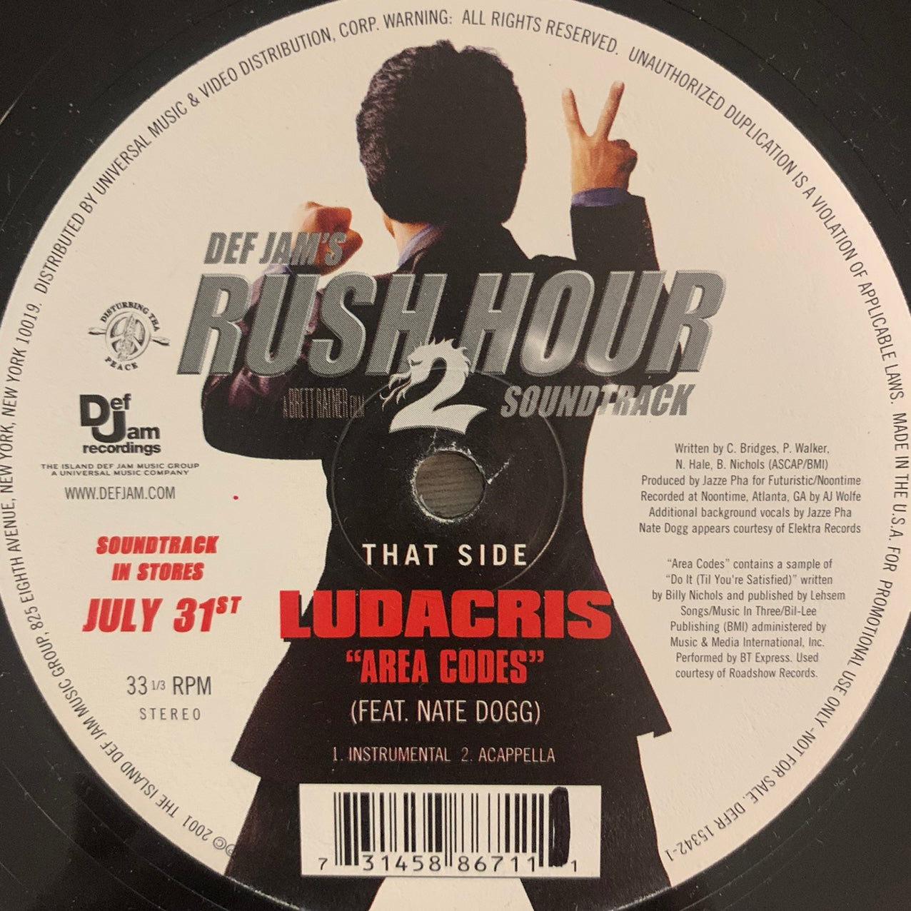 Ludacris Feat Nate Dogg “Area Codes” 4 Track 12inch Vinyl
