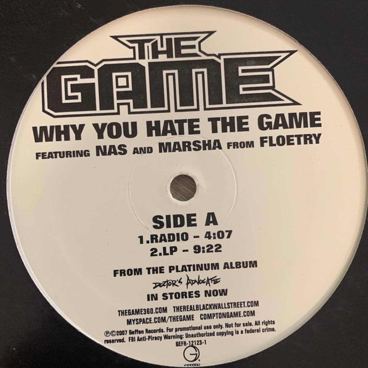 The Game Feat NAS “Why You Hate The Game” 4 Version 12inch Vinyl