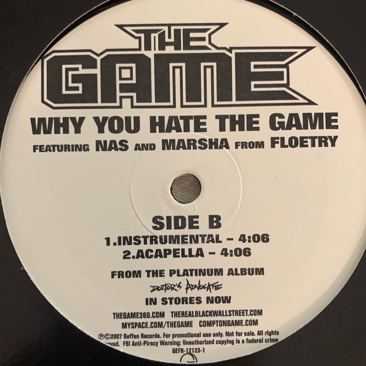 The Game Feat NAS “Why You Hate The Game” 4 Version 12inch Vinyl