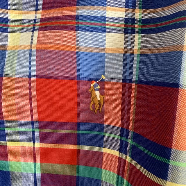 Ralph Lauren Slim Fit Stretch Oxford Red and Blue Check Shirt