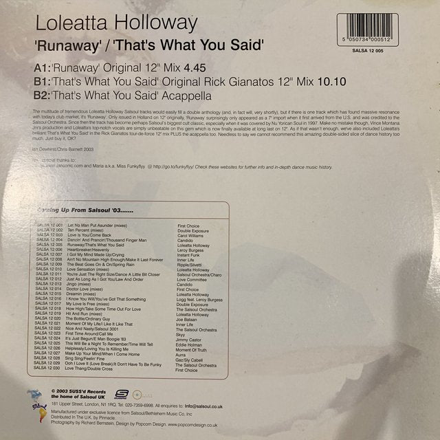 Loleatta Holloway "Run Away Girl"