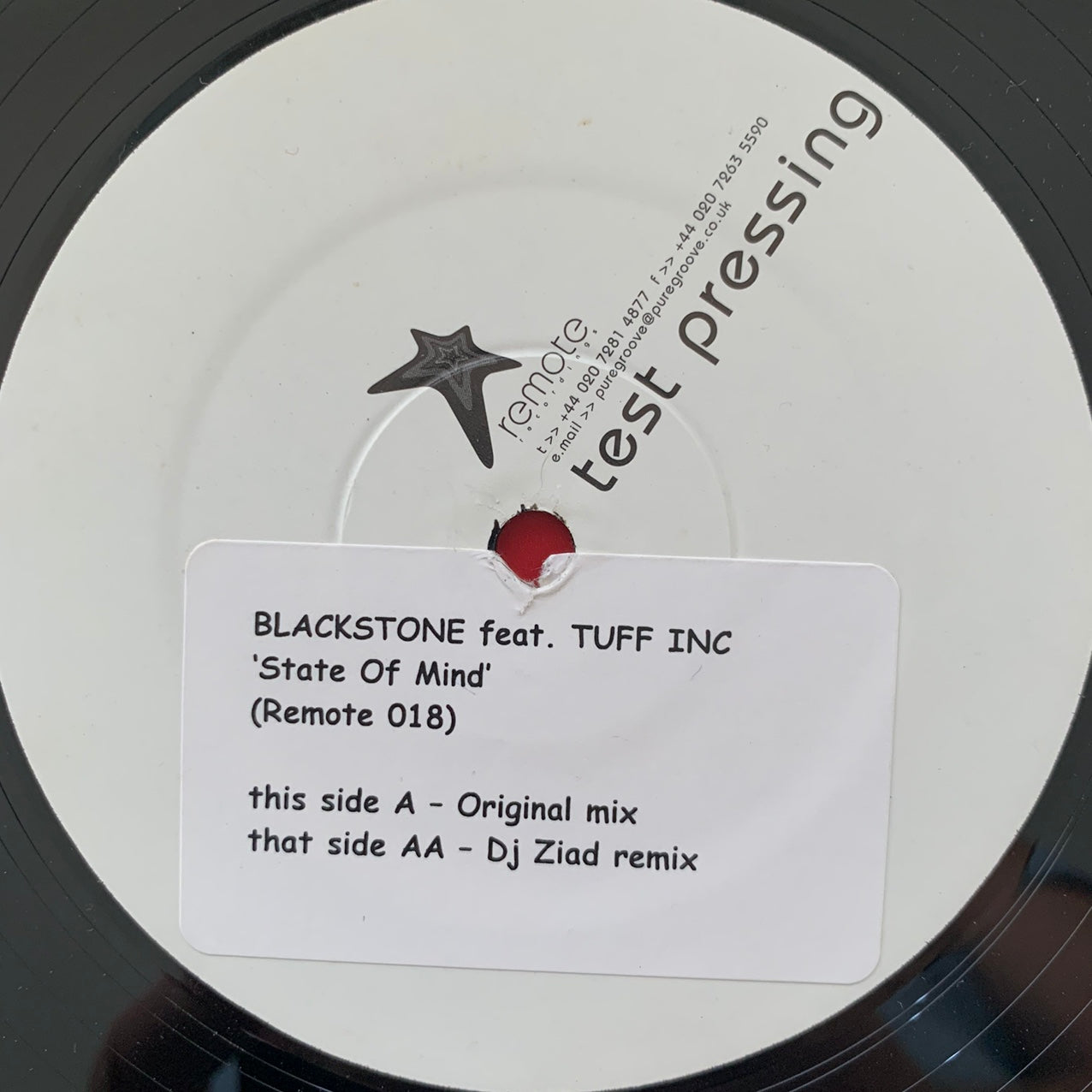 Blackstone Feat Tuff Inc “State Of Mind” 2 Version 12inch Vinyl