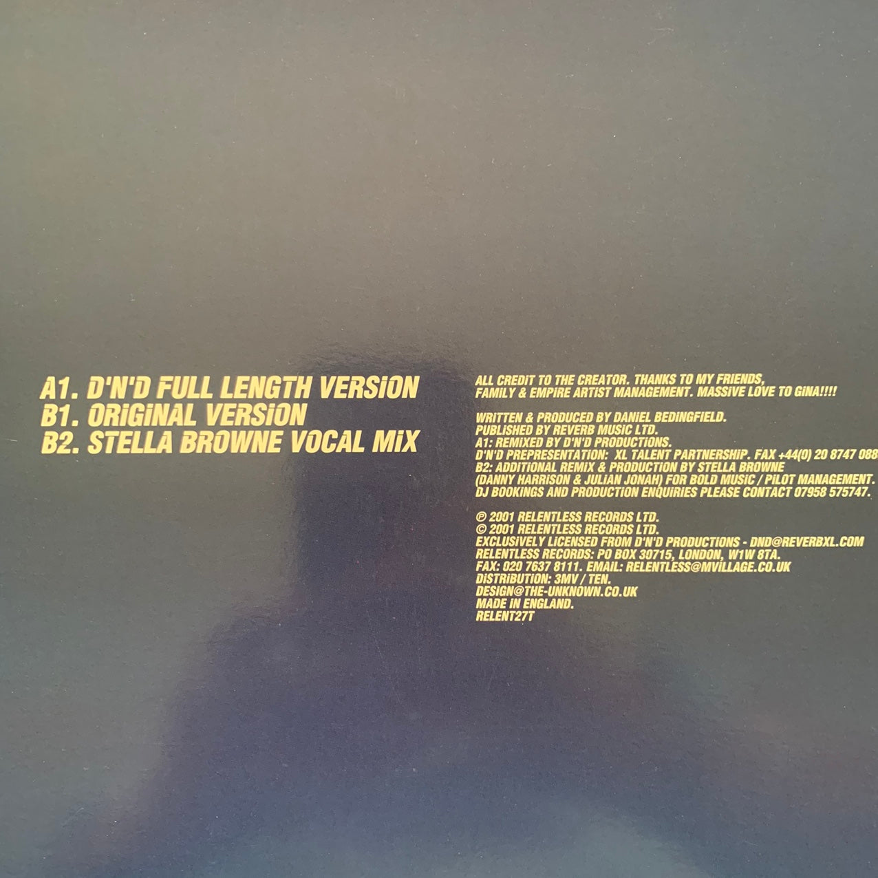 Daniel Bedingfield “Gotta Get Thru This” 3 version 12inch Vinyl