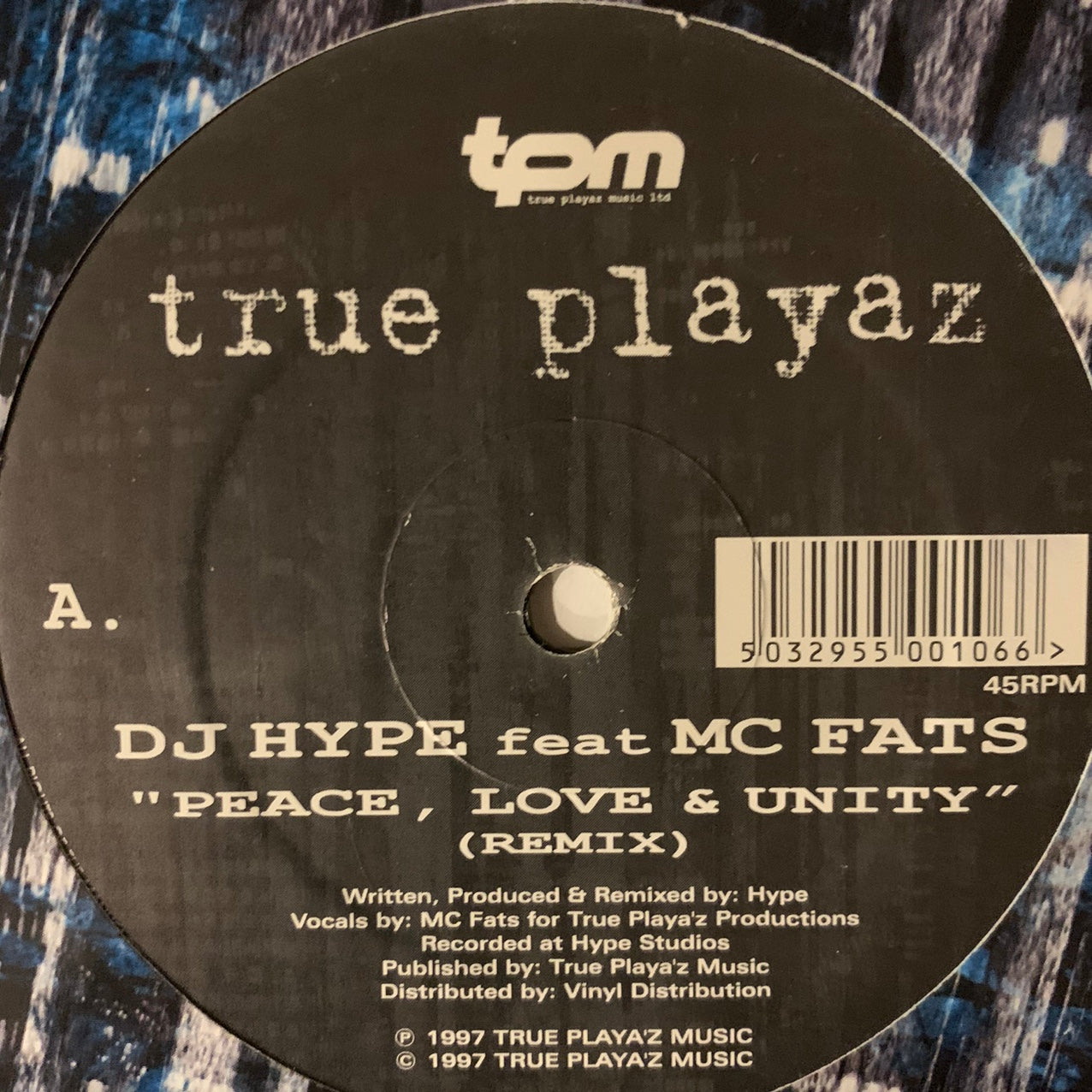 DJ Hype Feat MC Fats “Peace’ Love & Unity” 2 Track 12inch Vinyl