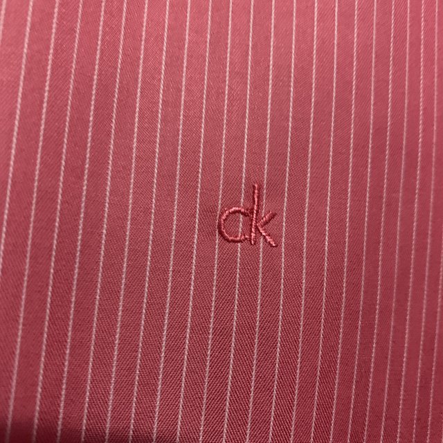 Calvin Klein CK 100% Cotton Pink and White Pin Stripe Shirt M/L