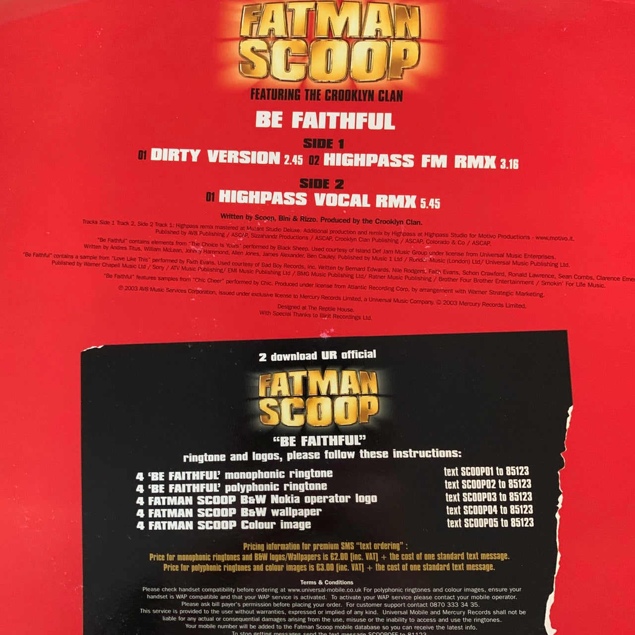 Fatman Scoop “Be Faithful” 3 Track 12inch