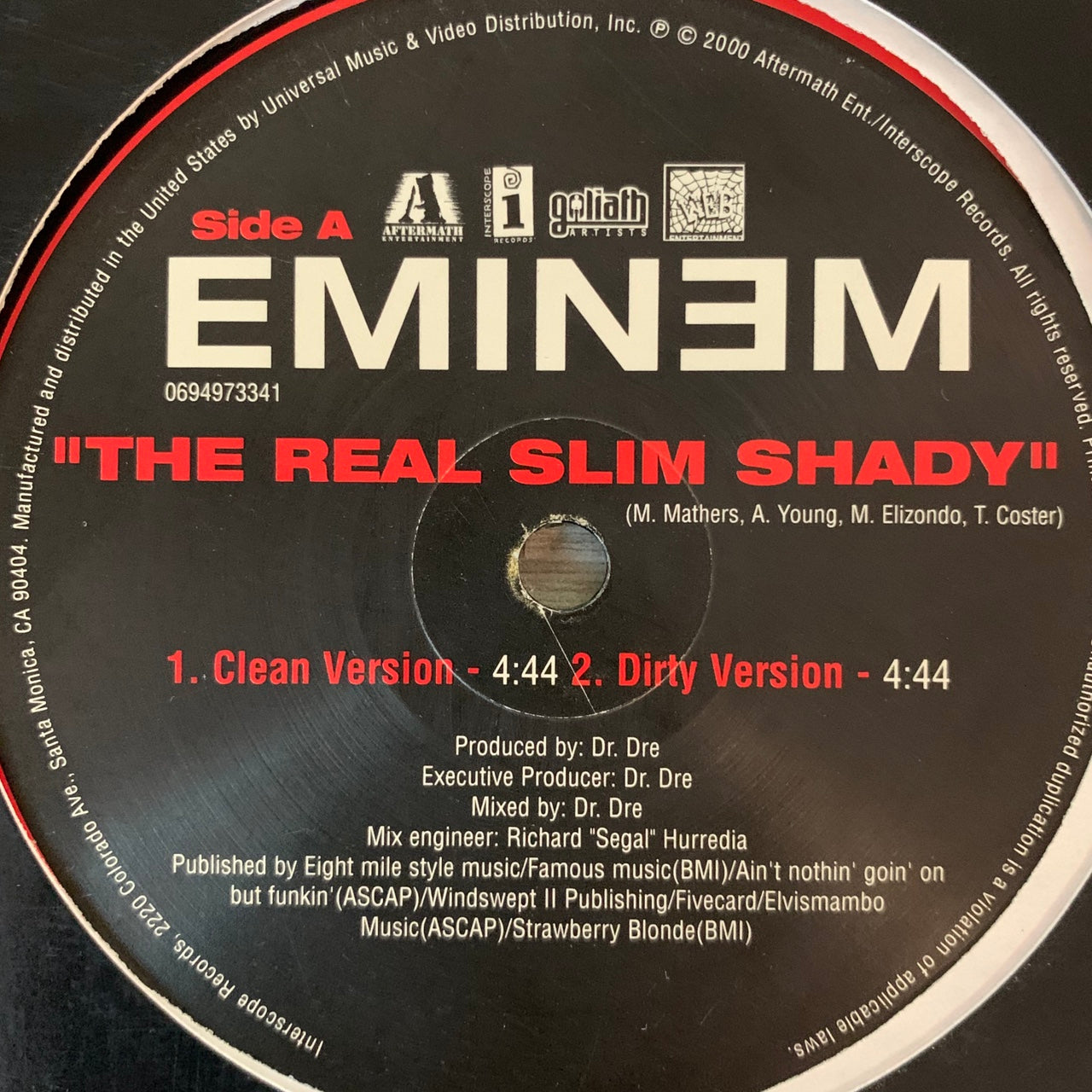 Eminem “The Real Slim Shady” 4 Track 12inch