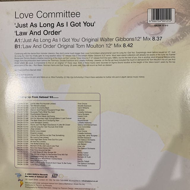 Love Committee “Just as Long as I Got You” / “Law and Order”
