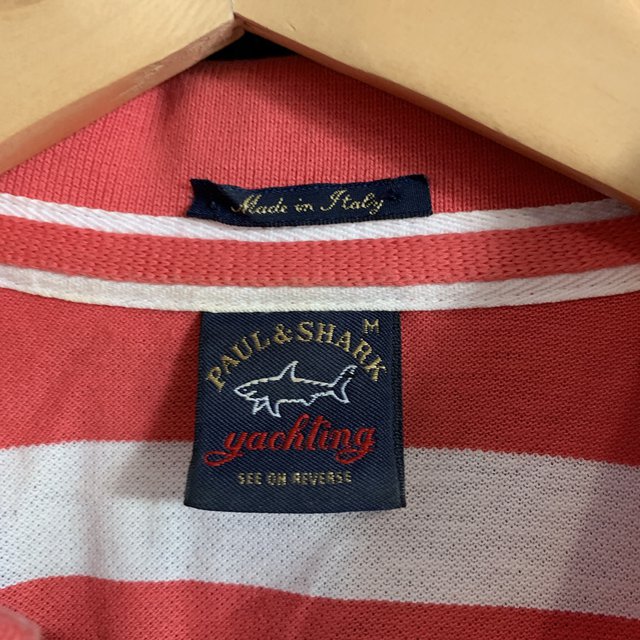 Paul & Shark 100% Cotton Pink and White Stripe Polo Shirt Made In Italy Size Medium