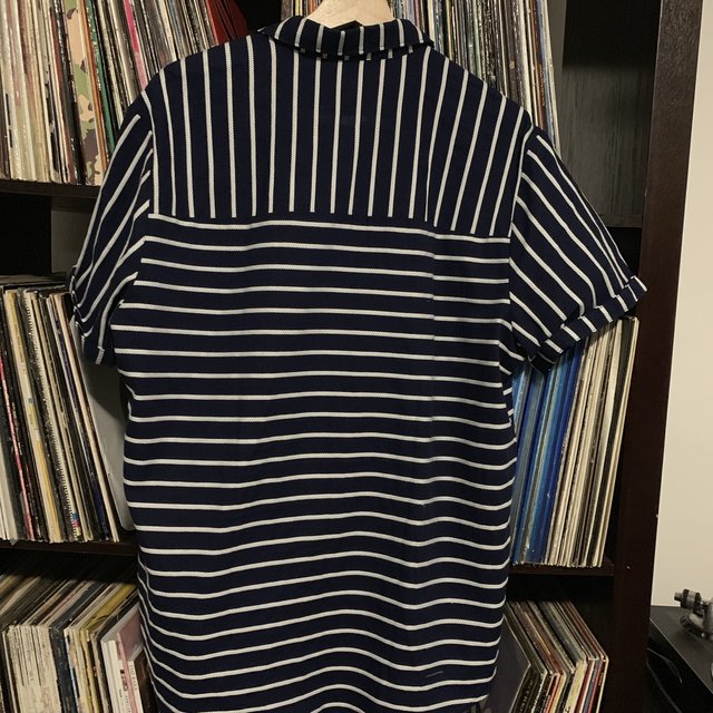 Scotch & Soda Amsterdam Couture white and Navy Blue Stripe Short Sleeve Shirt