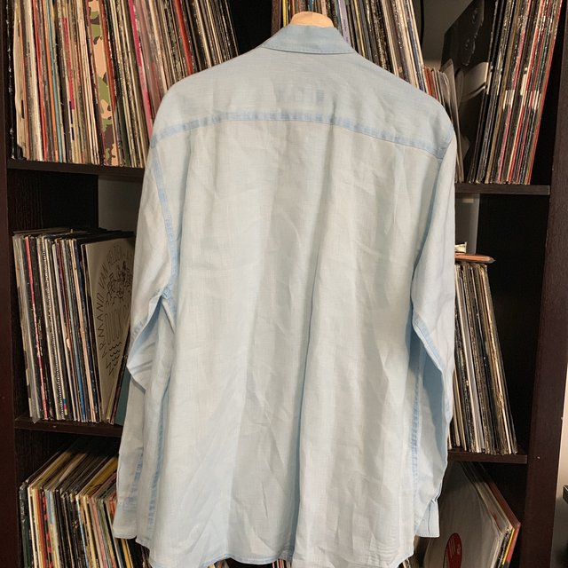 Tommy Bahama Linen Shirt Light Sky Blue Fits Medium to Large