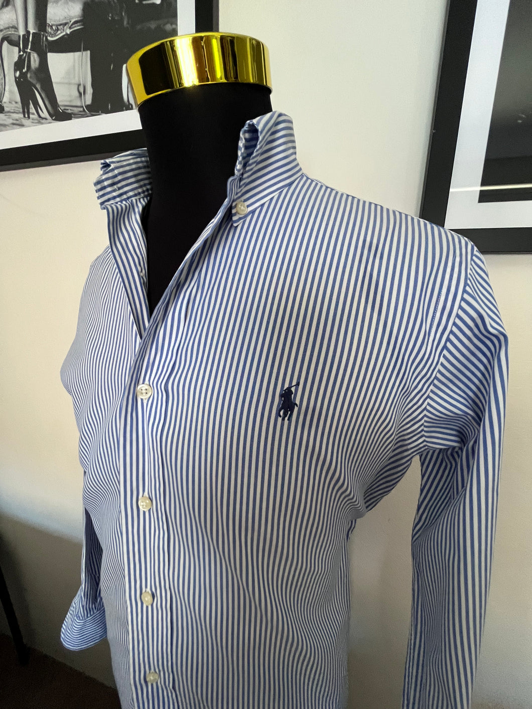 Ralph Lauren 100% Cotton Blue / White Stripe Size Medium