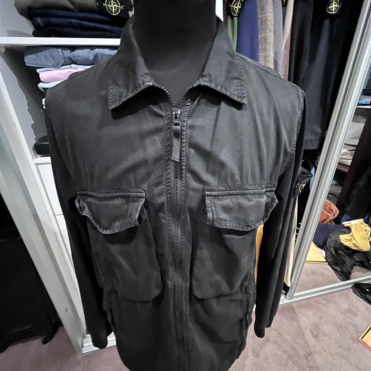 Stone Island Black Garment Dyed Over-shirt Size XL with Logo Badge