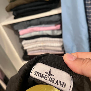 Stone Island Black Garment Dyed Over-shirt Size XL with Logo Badge