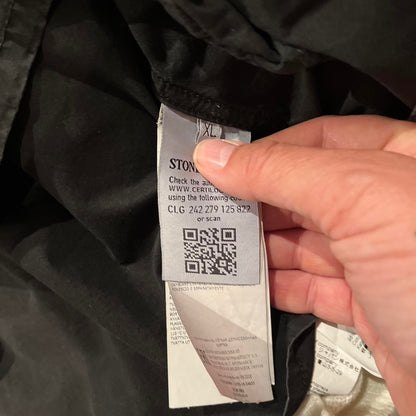 Stone Island Black Garment Dyed Over-shirt Size XL with Logo Badge