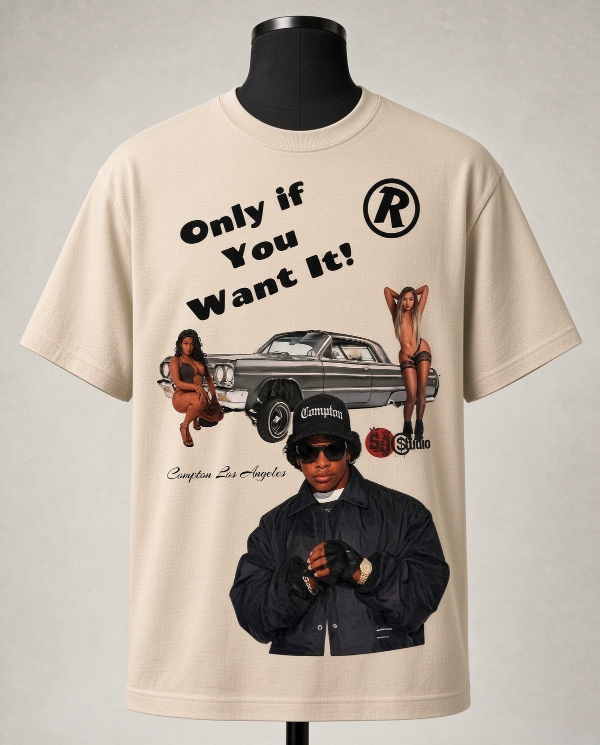 Street & Juice - Eazy E ‘Only If You Want it’ 100% Heavyweight Cotton Cream Tee