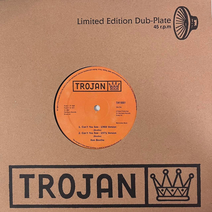 Ken Boothe “Can’t You See” / “Ain’t No Sunshine” 4 Track 10inch Dub Plate on Trojan Records