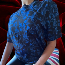 Load image into Gallery viewer, Versace Ladies Blue Baroque Tee Size Small Made it Italy