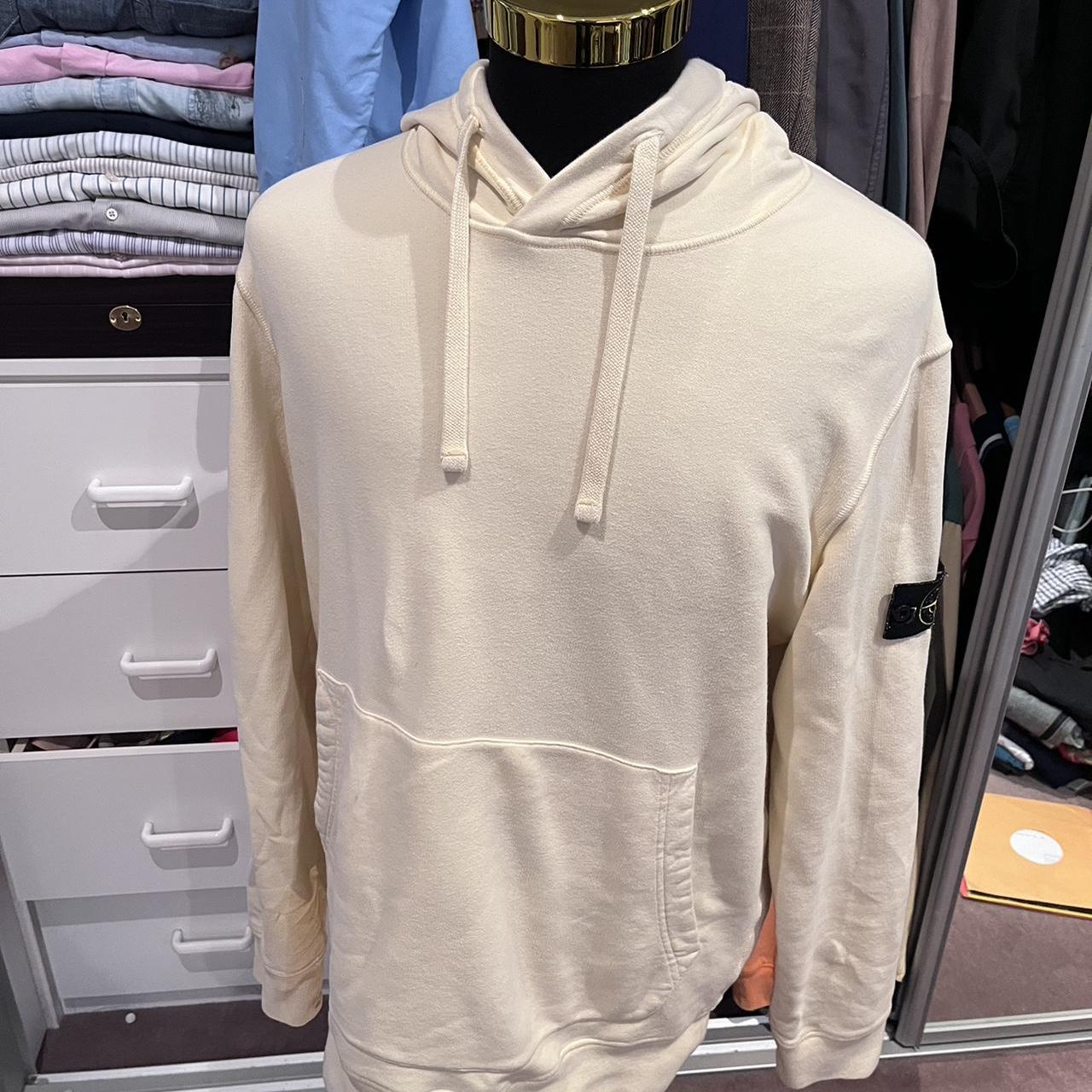 Stone Island 100% Cotton Yellow Fleece Hoodie Size XL with Logo Badge