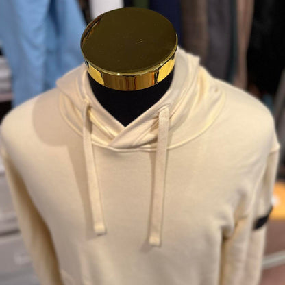 Stone Island 100% Cotton Yellow Fleece Hoodie Size XL with Logo Badge